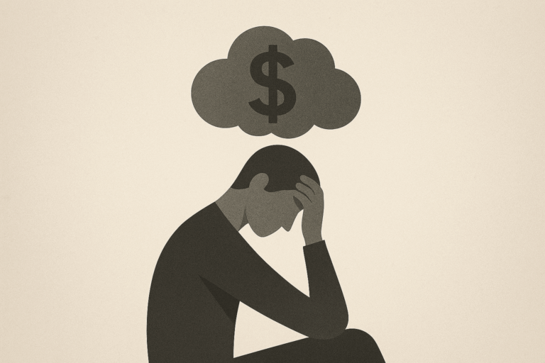 Figura humana representando la carga mental causada por el estrés financiero