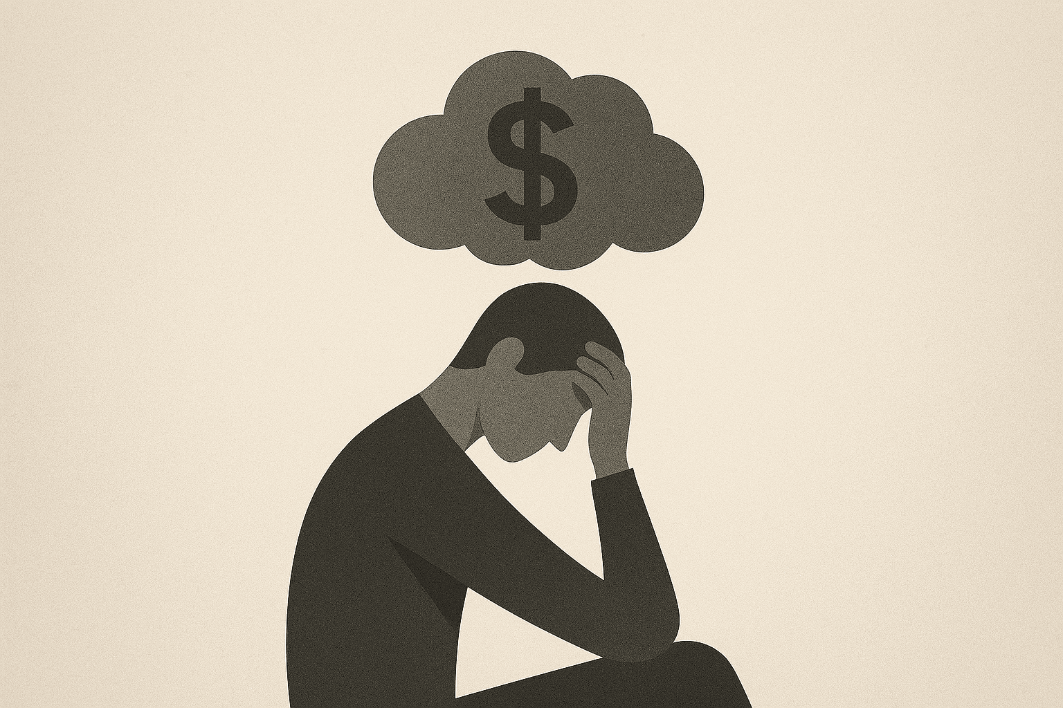 Figura humana representando la carga mental causada por el estrés financiero